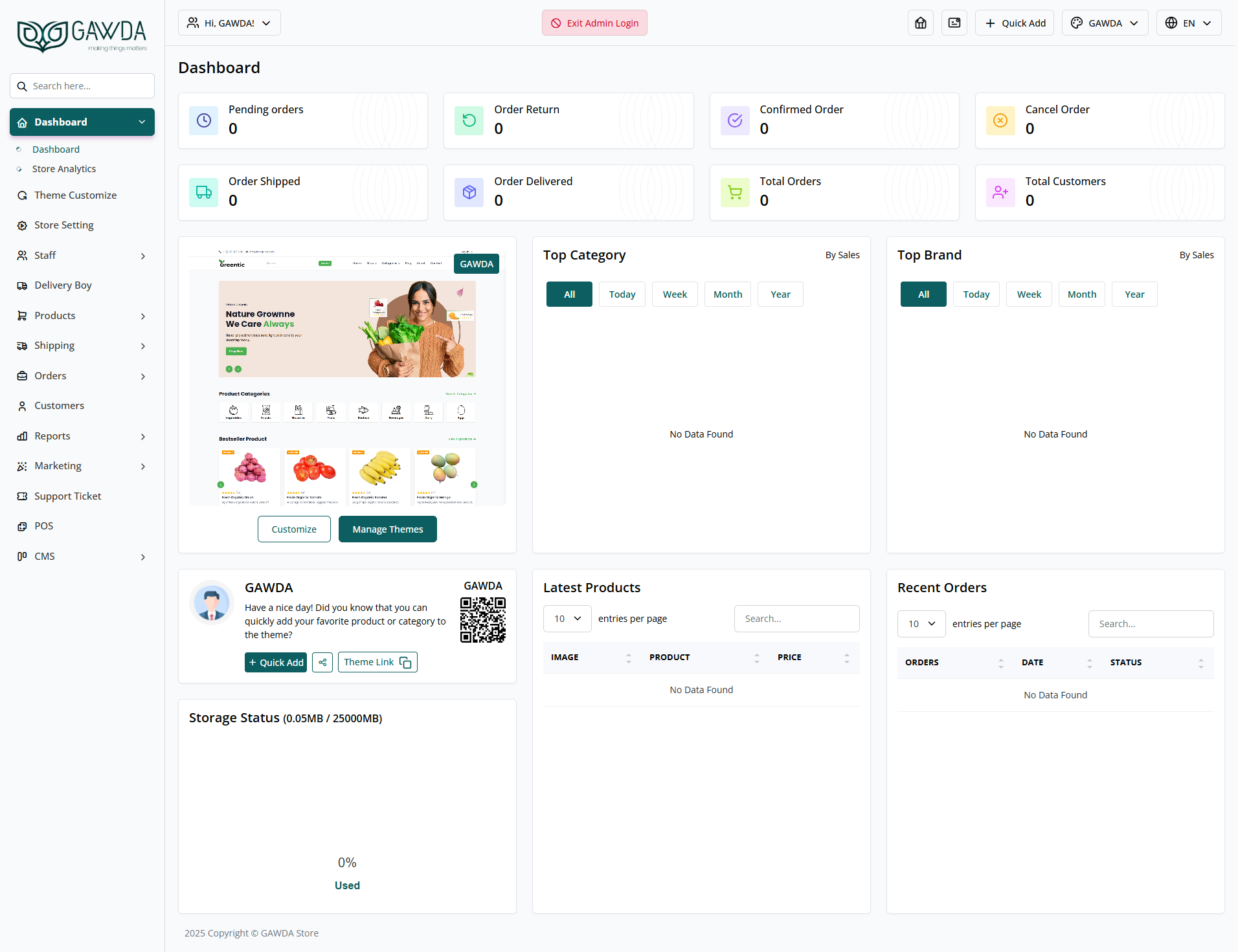 GAWDA Store Dashboard Preview